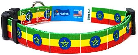 צווארון כלבים אתיופיה | דגל אתיופיה | Slip-On Martingale | מיוצר ב- NJ, ארהב | לכלבים בינוניים | רוחב